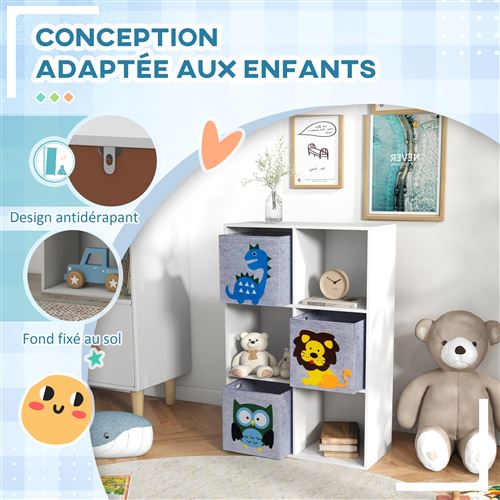 Armoire à Tiroirs 6 Niveaux Pour Enfants - Range Jouets Et Vêtements - Design Compact Rose/violet