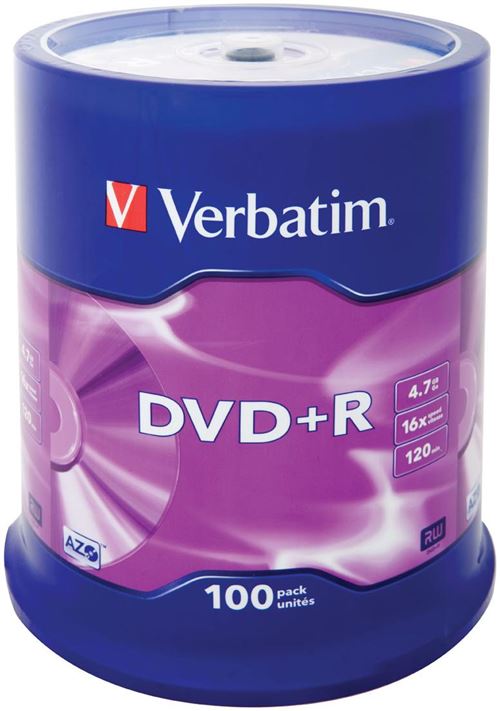 Verbatim - 100 x DVD+R - 4.7 Go 16x - argent mat - spindle