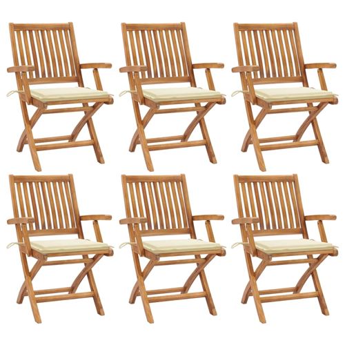 Non Communiqué Bois De Teck Vidaxl Chaises Pliables De Jardin Avec Coussins 6 Pcs