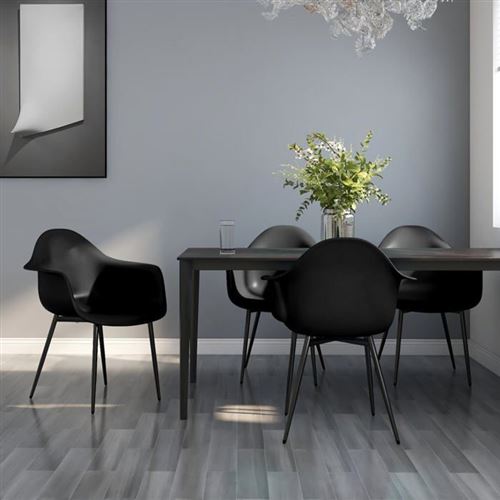 Non Communiqué Noir Lot De 4 Chaise Vidaxl Interieur Non Pliable H. 84 Cm En Polypropylene