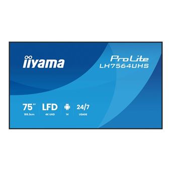 iiyama ProLite LH7564UHS-B1AG - 75" diagonale klasse (74.5" zichtbaar) led-achtergrondverlichting lcd-scherm - digital signage-technologie - met ingebouwde SoC-mediaspeler - 4K UHD (2160p) 3840 x 2160 - zwarte rand met matte afwerking - 1