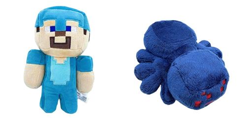 Set de 2 pièces Peluche Minecraft Steve et Araignée 21cm