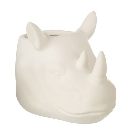 JOLIPA Cache-pot Rhinocéros blanc - En céramique - Hauteur 12 cm - Largeur 12 cm - Profondeur 17.5 cm