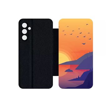 Etui My Kase Pour Galaxy A24 Paysage Simili Cuir Noir Coque Et