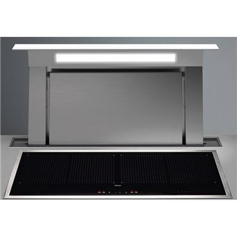 Hotte Plan de travail FALMEC CORDOWN3611, 112cm, commandes Sensitives, finition Inox Brosse / Blanc, vendue sans moteur.  Ex pour MOT950 : Debit boost = 730m3/h, Puissance acoustique max = 64dB. Eclairage LED. Classe energetique : B