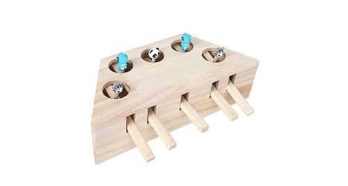 Comparer les prix de Jouet de chasse aux chats en bois massif pour animaux de compagnie, égratignure interactive de siège de souris à 3/5 trous