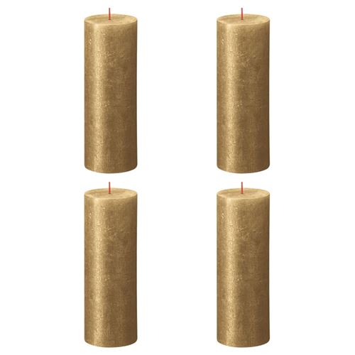 Bolsius Bougies pilier rustiques Shimmer 4 pcs 190x68 mm Doré