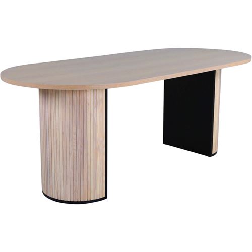 Non Communiqué Noir Et Naturel Venture Home - Table De Repas Ovale Bianca 200 X 90 Cm