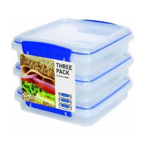 SISTEMA Lot de 3 boîtes alimentaires sandwich a clips - 450ml