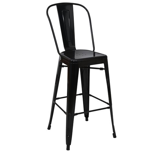 Tabouret de bar MENDLER HWC-A73 métal design industriel noir