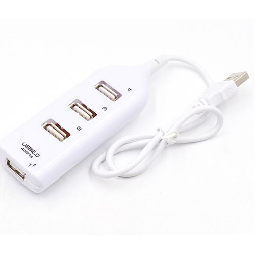 4 ports USB 2.0 haute vitesse Mini Hub pour PC portable Blanc