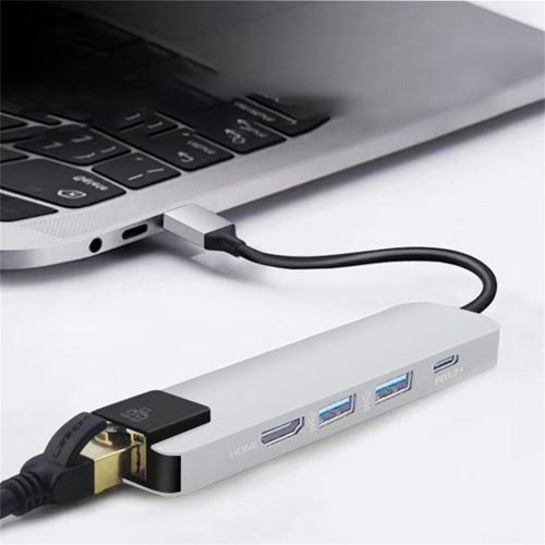 5 Dans 1 USB Type C Hub USB Hub Hdmi 4K C Gigabit Ethernet Rj45 Adapter Lan