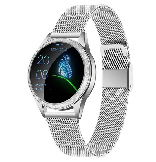 Montre Connectée pour Femme Homme Enfant Sport Avec Etanche Écran Coloré d’Activité pour Android IOS-Argent