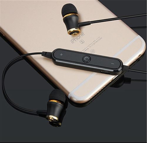 Ecouteurs Bluetooth Anneau pour IPHONE 7 Plus Smartphone Sans Fil Telecommande Son Main Libre INTRA-AURICULAIRE Universel (NOIR)