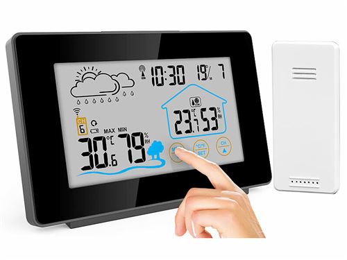 Station m&eacute;t&eacute;o sans fil avec capteur ext&eacute;rieur et &eacute;cran tactile couleur FWS-265