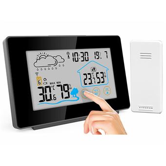 Station Météo Intérieur Extérieur Sans Fil - Thermomètre Hygromètre 3 Capteurs - Écran LCD Couleur, Prévisions, Réveil - 100m Portée Station Météo Multifonction