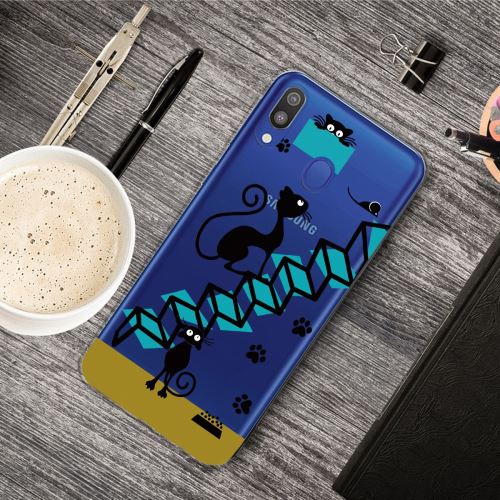 Coque en TPU impression de motifs clair Chats noirs pour votre Samsung Galaxy M20