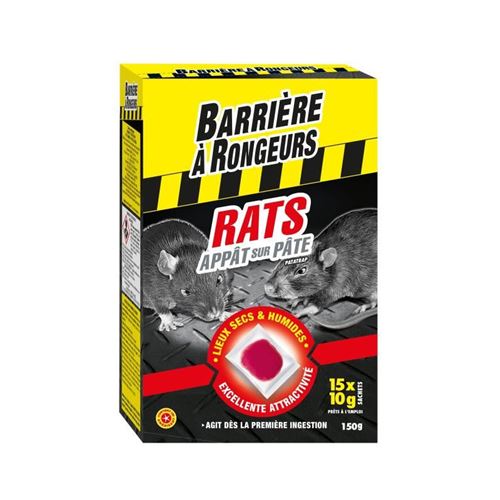 BARRIERE A RONGEURS Appât sur pâte pour rats - Spécial lieux secs et humides - 150 g