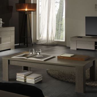 Table Basse Contemporaine Couleur Chene Gris Lima 2 L 122 X P 65