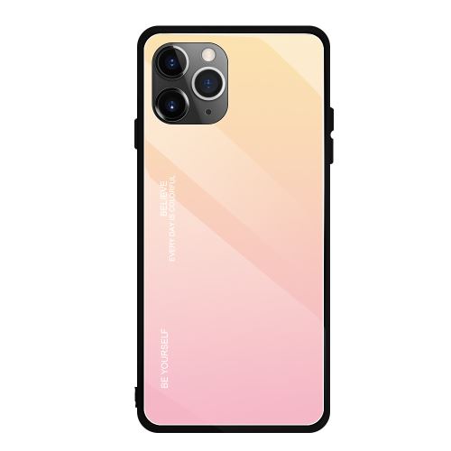 Coque en verre trempé dégradé de couleur pour Apple iPhone 11 Pro Max 6.5 - Rose