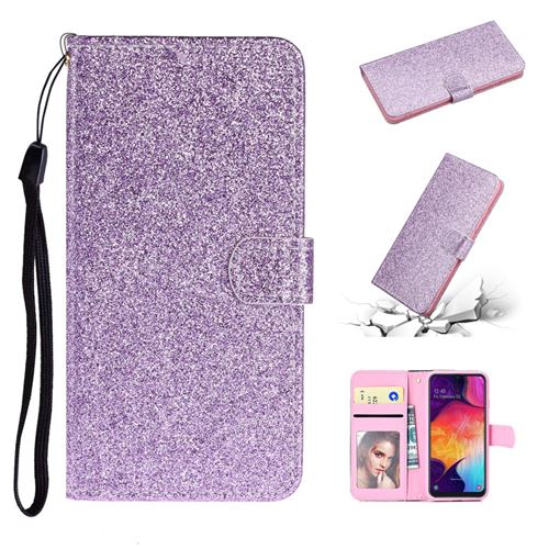 Etui en PU poudre flash avec support violet pour votre Samsung Galaxy A41 (Global Version)