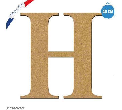 Lettre H en bois à décorer - 40 cm - Collection Alphabet serif