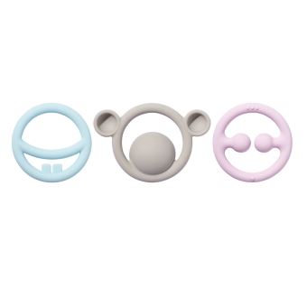 Set de 3 anneaux de dentition tactiles Pastel NIGI, NAGI & NOGI - MOLUK