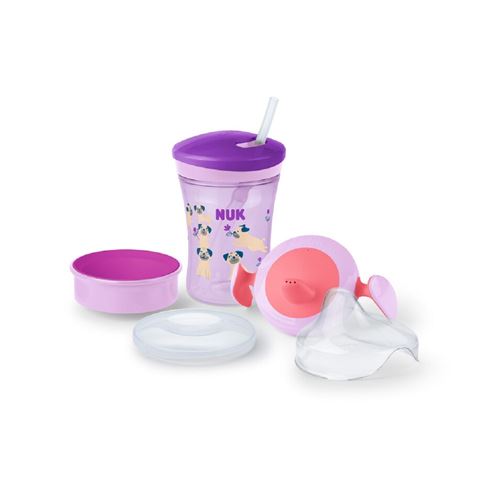 NUK Set d'apprentissage bébé 1 tasse + 3 embouts 6M+ Chien