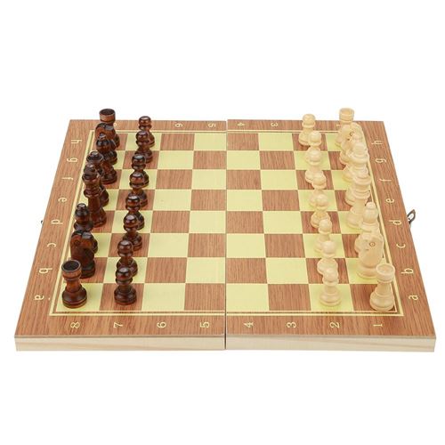 Jeu d'échecs pliant en bois portable (29 * 15 * 3cm)