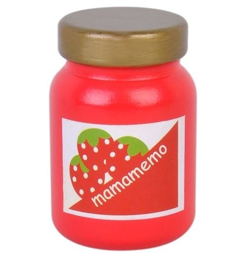 Mamamemo pot de bois de confiture de fraise 6 cm rouge