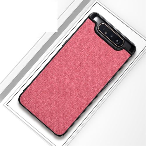 Coque en TPU hybride de tissu mat rose pour votre Samsung Galaxy A80