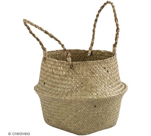 Panier en jonc de mer - Diamètre 27 cm - Hauteur 13 à 24 cm