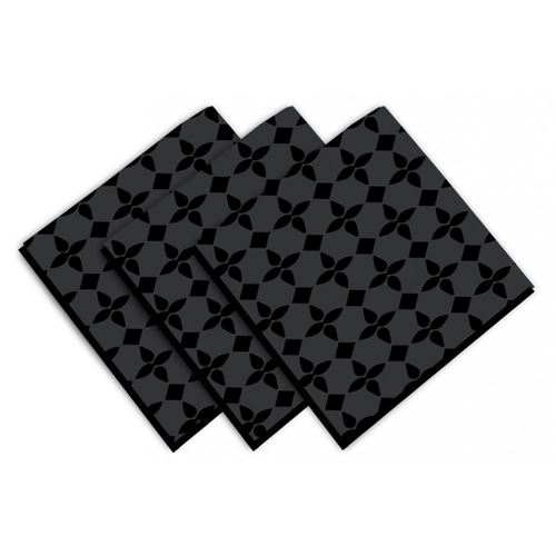 Lot de 3 serviettes en coton 45x45 cm Damier noir, par Soleil d'ocre
