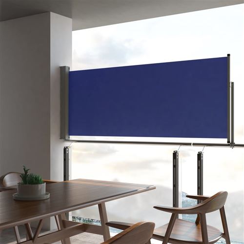 Auvent latéral rétractable de patio 100x300cm Bleu