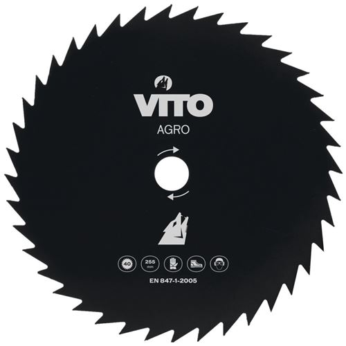 Lame de Coupe VITOGARDEN Pour Débroussailleuse Diam 255mm 40 dents Alesage 25.4 universelle