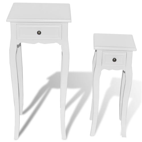 vidaXL Table gigogne 2 pcs avec tiroir Blanc