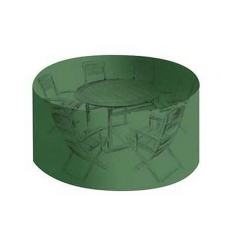 Housse salon de jardin PVC ronde diamètre 184 cm - hauteur 120 cm avec Oeillets - couleur verte - haute résistance