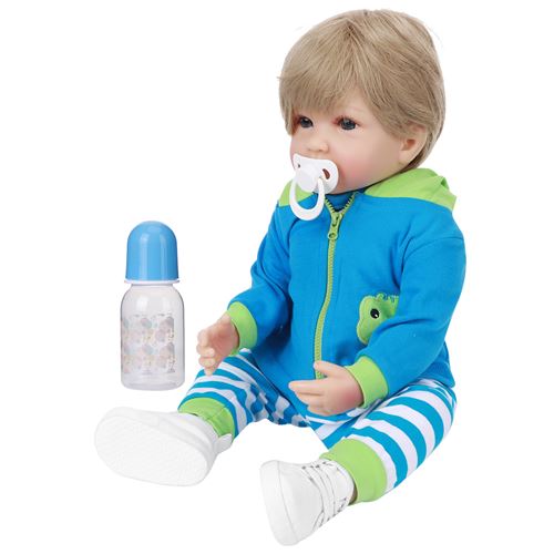Garçon bébé poupée réaliste enfants jouet 55 cm cheveux blonds Plein corps silicone