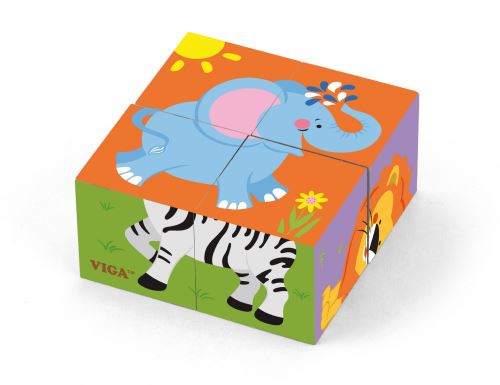 Viga Toys block puzzle animaux sauvages 4 pièces