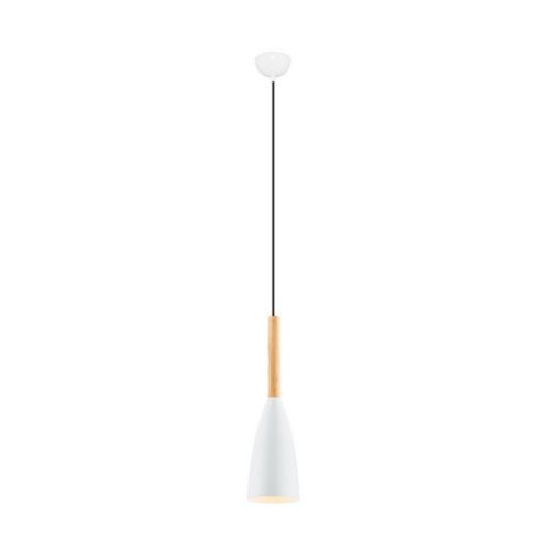 HOMEMANIA Lampe à Suspension Buck II Chandelier - de Plafond - Blanc, Noir, Bois en Métal, 11 x 11 x 120 cm, 1 x E14, Max 40W