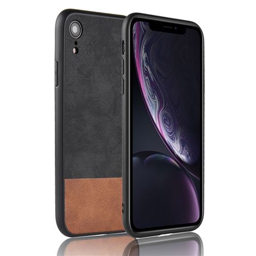 Etui en PU Hybride bicolore revêtu d'une couche d'épissure noir pour votre Apple iPhone XR 6.1 inch