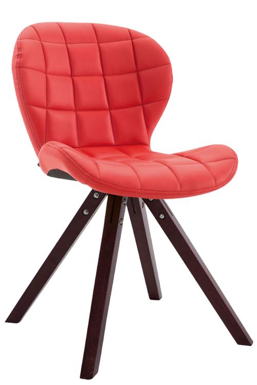 Chaise visiteur Alyssa similicuir piètement carré , Cappuccino/Rouge