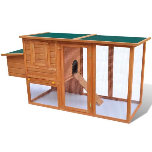 Cage à Poules en Bois Extérieur avec 1 Cage pour Oeufs 160 x 87 x 110 cm