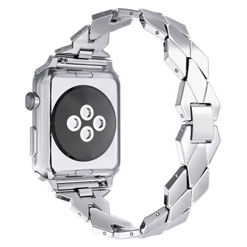 Bracelet en TPU rhombus en forme de remplacement en alliage de zinc argent pour votre Apple Watch 3/2/1 38mm