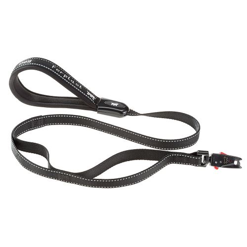 Ferplast Laisse pour chiens en nylon SPORT DOG MATIC G25/120, innovant mousqueton avec mécanisme magnétique, rembourrage souple, coutures réflechissantes, 25 mm x L 120 cm gris