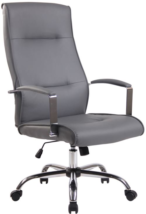 Fauteuil de bureau Portland en Similicuir avec Accoudoirs - Réglable en Hauteur et Pivotant - Piètement métal chromé - Couleur Gris