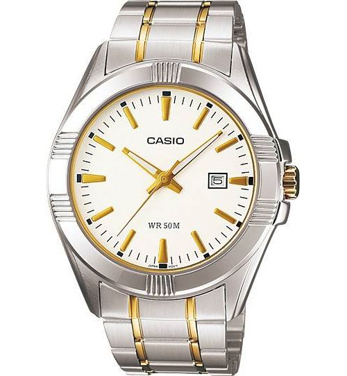 Montre Homme Casio Collection Mtp-1308Sg-7Avef Maillons Larges Argentés et Maillons Fins Dorés