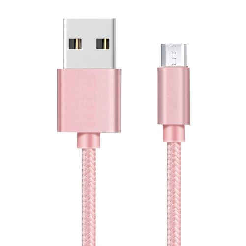 Cable pour ASUS ZENFONE 5 LITE / 4 MAX / 3 MAX / MAX M1 / MAX M2 / GO - Cable Chargeur Micro USB Nylon Tressé Rose 1 Metre [Phonillico®]