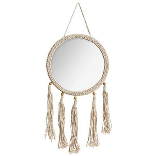 Atmosphera Miroir mural Corde avec Pompons D 30 cm