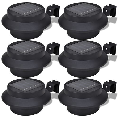 Lampe solaire 3 LED pour clôture / gouttière / jardin Noir 6 pcs